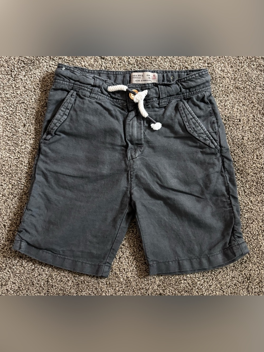 Zara Boys Charcoal Gray Drawstring Shorts